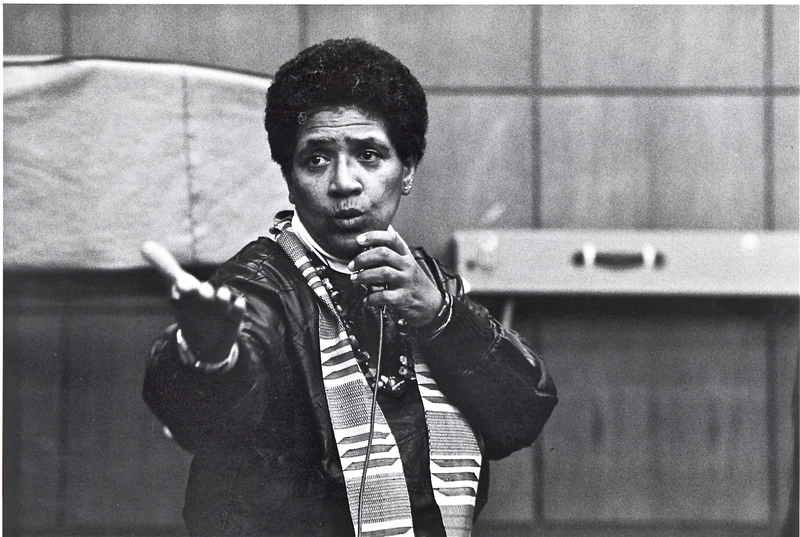 Lorde, pictured here mid-lecture, will be one of the subjects of Pritchard’s next book, a literacy history about Black queer activist-educators and community literacies from the mid-70s until the early 1990s.