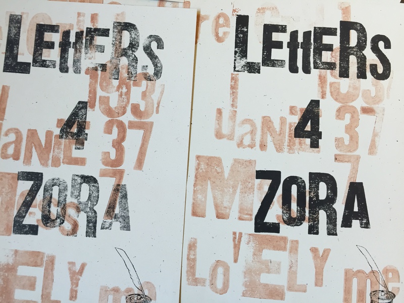 Letters for Zora letterpress cover