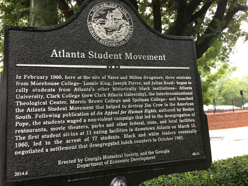 Atlanta Student Movement historical sign. Credit: Chuck Bohannon
