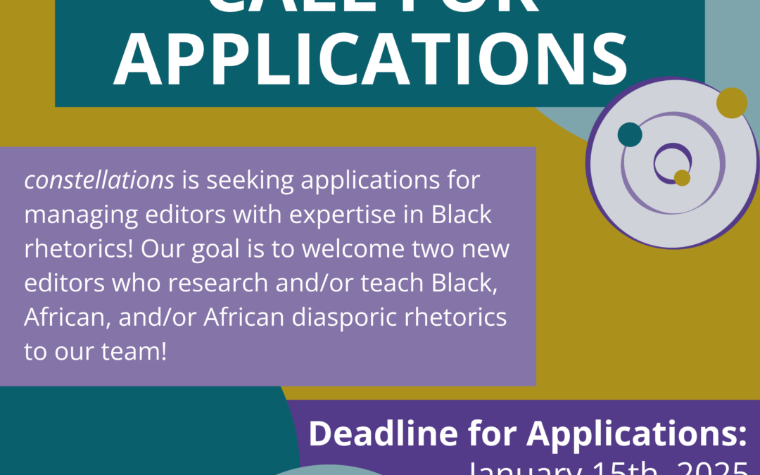 constellations Is Seeking Applications for Managing Editors with Expertise in Black Rhetorics